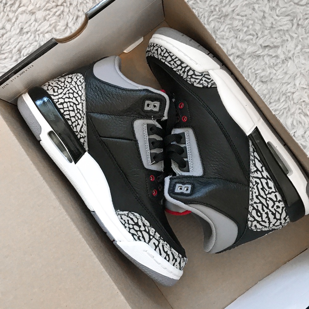 [Like New] Air Jordan 3 Retro (GS) Red-Cement Grey